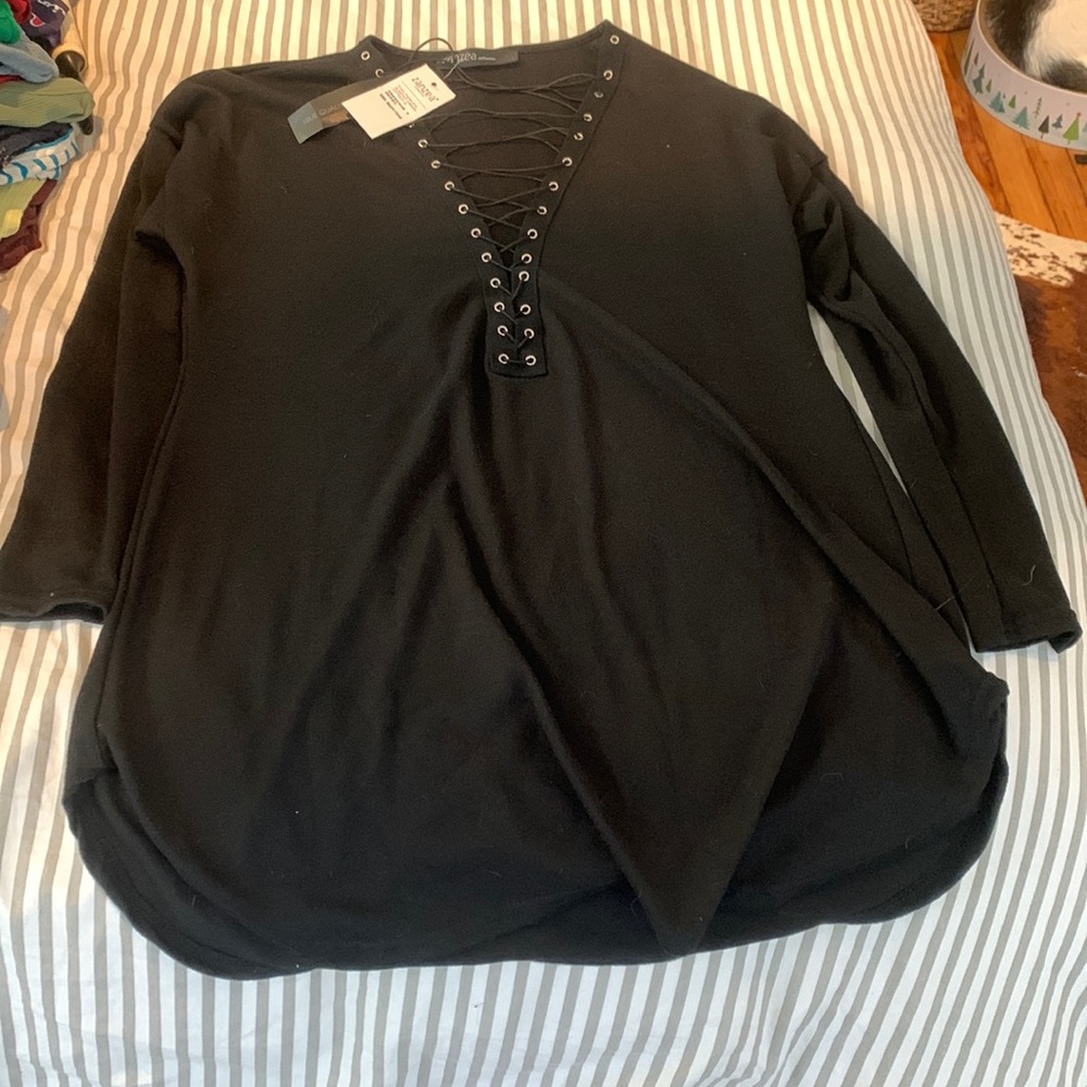 Zanzea lace up front long shirt